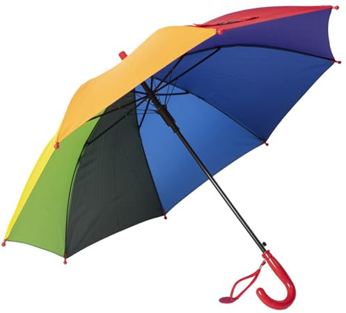 Meichoon Parapluie Arc-en-ciel pour Enfants Cadre en Fibre de Verre Résistant 8 Baleines Léger Protection Contre le Vent et la Pluie Ouverture et Fermeture Faciles Manche en J Poignée ExtéRieur