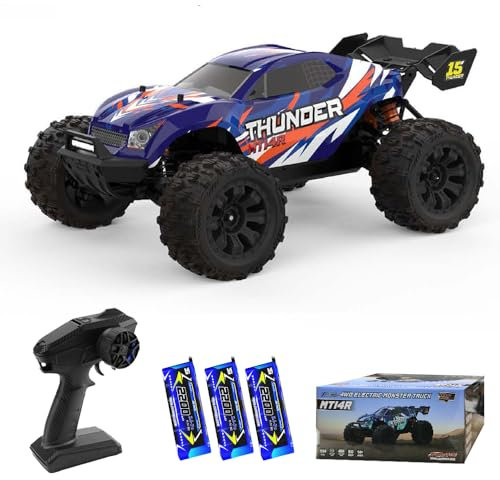 Teeggi 1/14 Ferngesteuertes Auto für Erwachsene, 100km/h Höchstgeschwindigkeit, 3S Bürstenloser Motor RC Car Hohe Geschwindigkeit Offroad Drift Rennauto, 4WD Off Road Race Buggy, 3 Batterien (Blau)