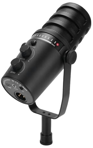 Denash Kit Microfono Podcast Pro XLR/USB con Braccio Boom, Supporto per Sospensione in Studio e Metallo 192kHz, Modello Cardioide per la Registrazione PC/telefono