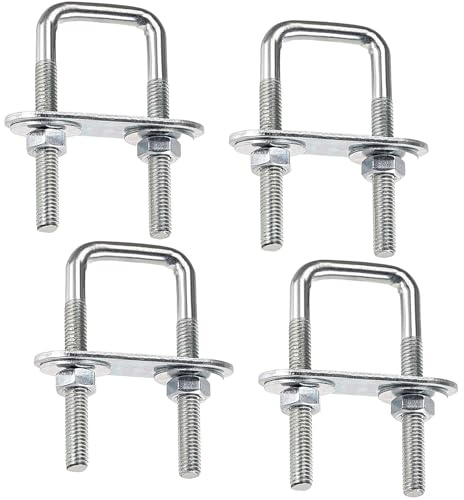 LEPEVNEY 4 juegos de pernos en U cuadrados M6 de 35 mm de ancho interior de 60 mm de longitud con tuercas, placas y arandelas, junta para automóviles, remolque, esquí, barco, pesca, barco, tuberías