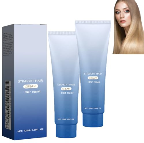 Haarglättungs creme, pflegende, schnell glättende Haarglättungscremes für lockiges, trockenes und krauses Haar, Kollagen-korrigierende Haarcreme zur Befeuchtung von Schäden (2pcs)