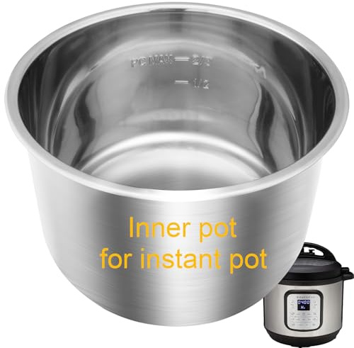 Stainless Steel Inner Pot for Instant Pot 6QT, Upgrade Replacement Pot for Instant Pot 6 Quart, Food Grade 304 (18/8) Stainless Steel Insert for Instantpot with Thick Bottom, Non-Toxic (No Teflon)