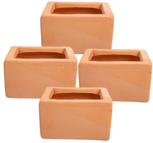 HANABASS 4 Pièces Lot de Pots de Fleurs Terre Cuite Petits Pots Argile pour Plantes Élégant