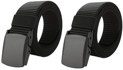 PangWuu 2 Kindergürtel Jungen, Gürtel Für Kinder 11-14 Jahre, Nylon Gürtel Jungen 12 Jahre, Adjustierbarer Kindergürtel Für Schuluniform Und Outdoor-Aktivitäten, 24-31 Zoll Schwarz
