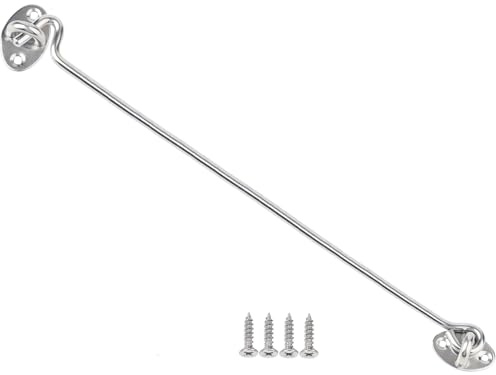 Litensh Crochet tempête en acier inoxydable - Crochet de cabine et verrou à œillets - Verrou de placard, serrure à crochet de porte de grange, crochet de porte et verrou à œillets - Argenté - 14