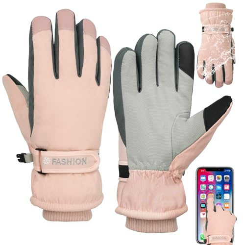 Adiwo Guanti da Sci Invernali da Donna, Impermeabili Antiscivolo Touchscreen Caldi Ispessiti Guanti, per Sci Corsa Ciclismo Escursionismo Sport Sulla Neve Alpinismo Snowboard Moto