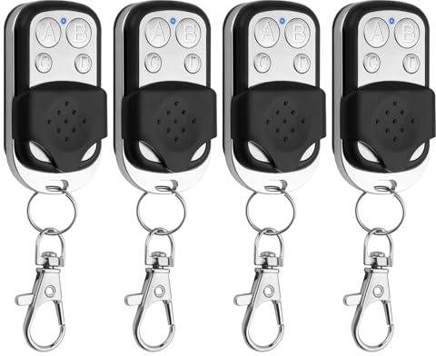 4 Pièces Telecommande Universelle Portail 433,92 MHz télécommande Garage Code Fixe Bip Portail Universelle Sans Fil Compatible 4 Boutons Touches Copieuse pour Voiture et Porte de Garage