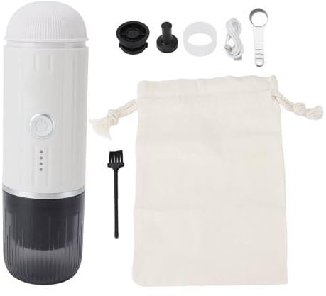 Macchina di caffè portatile Mini Caffetteria 19 bar ad alta pressione Riscaldamento rapido Multifunzionale Travel Caffeeaker per Office Home Office Abs Nero 9,8 x 3 pollici (Bianco)