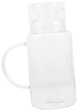 TOYANDONA Jarra de Vidrio Resistente al Calor con Asa Ergonómica y Tapa para Agua Fría y Caliente Jugos y Té Capacidad Grande para Uso Doméstico y Reuniones