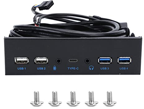 Cocoarm Front Panel Front Panel Hub USB Interface Computer Sound Card HD 2 Ports USB 3.0 + 2 Ports USB 2.0 with High Definition and Microphone Port