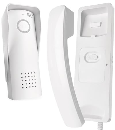 EMOS - Juego de intercomunicador de audio inalámbrico, inalámbrico - diseño elegante - Kit de audio/intercomunicador con capacidad para abridores de puertas - fácil de usar - conexión de alimentación