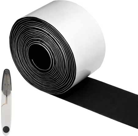 JYYWTSI Striscia di Feltro Adesivo 5 cm x 6 m Nera, Feltro Autoadesivo 1 mm, Nastro in Feltro Ritagliabile, Feltrini per Mobili Antigraffio con Forbici, per Pavimenti Duri e Superfici Lisce