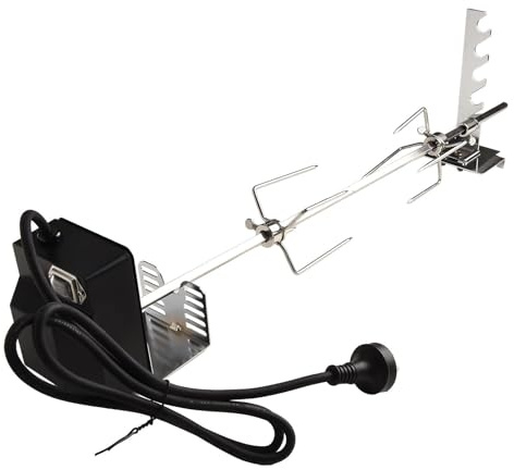 Wlinfetity Kit spiedo motorizzato deluxe per barbecue, in acciaio inox 304, 73 cm, capacità 18 kg, 4-5 giri/min