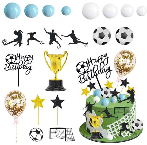 41 Piezas Decoración Tarta Fútbol, Decoración de Pastel de Fútbol, Adornos para Tartas de Fútbols, Toppers para Tartas de Fútbolss, Topper Tarta Fútbols para Cumpleaños Fiestas Temáticas Deportes