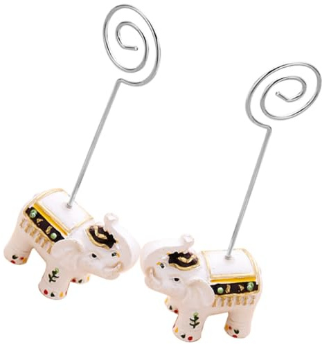POPETPOP Porte-Cartes éléphant Lot de 2 en résine, Support Note et numéro de Table pour décoration Mariage et événements