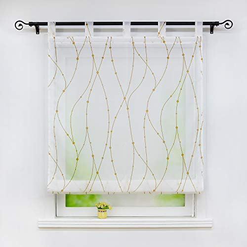 Joyswahl transparentes Raffrollo mit Druck Voile Raffrollo mit Schlaufen »Lu« Schals Fenster Gardine BxH 80x140cm Taupe 1 Stück