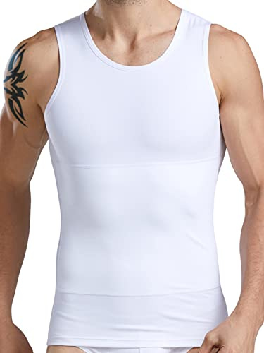 HANERDUN Canotta Contenitiva Snellente Uomo Camicia a Compressione Gilet Sportivo Fitness Canotta Modellante per Il Corpo Tops