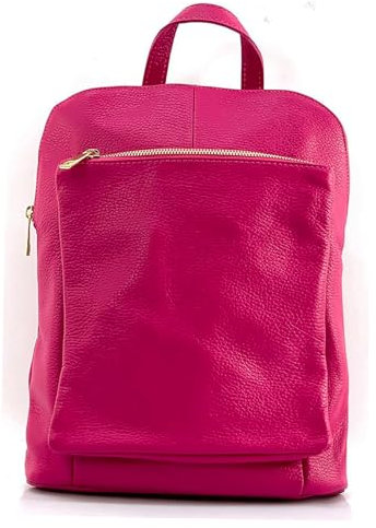 Florence OTF610P Sac à dos de ville en cuir véritable pour femme Fuchsia, fuchsia, rose, groß 30x34x10cm