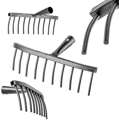 KADAX Gartenrechen aus Stahl, Steinrechen, Gartenharke ohne Stiel, Robuster Rechenkopf, Rechen für Gartenpflege, Harke, Gartenwerkzeug (Rechteckig 10 Zinken)