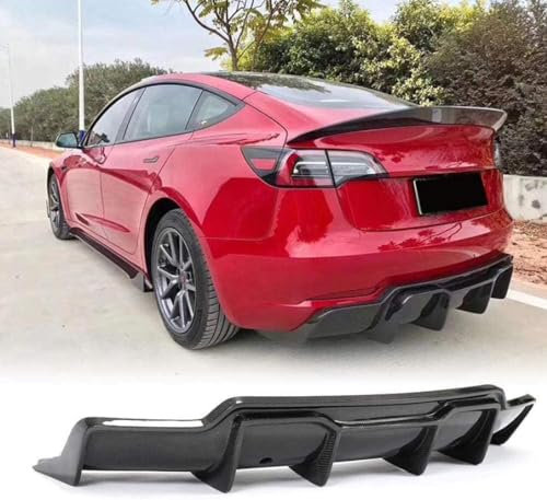 THOMIX Auto Heckstoßstange Diffusor für Tesla Model 3 Sedan 2016 2017 2018 2019 2020,Spoilerlippe Heckdiffusor,Auto Heckspoiler Heckstoßstange Lippe Hecklippe des Fahrzeugs Auto Zubehör
