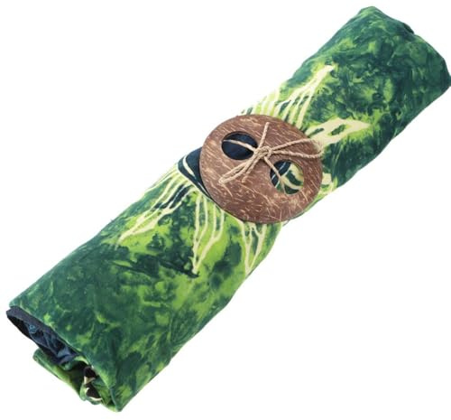 GURU SHOP Bali batik sarongklänning, omlottkjol, sarong, strandduk med sarongspänne, män/kvinnor, orange, syntetisk, storlek: en storlek, grön/3, One size