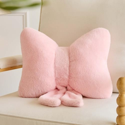 Lfsaaj Bowknot Pillow Pink Cute Bow Decorative Throw Pillows 12 Aesthetic Home Decor Bow Cushions Butterfly Knot Plush Pillow for Bedroom Couch