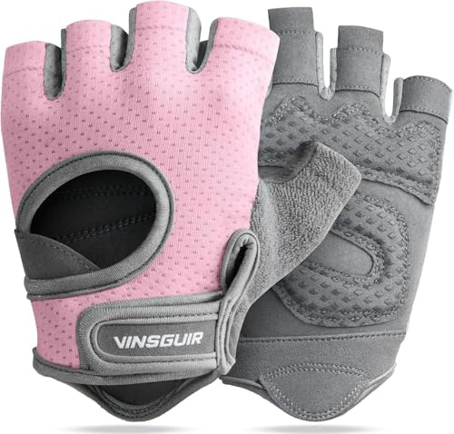 VINSGUIR Weight Lifting Gloves | Breathable Gym Gloves with Anti Slip Padded Palm Protection | Strength Training, CrossFit, Pull-ups, Cycling & Fitness Workout | Durable Microfibre | Men & Women