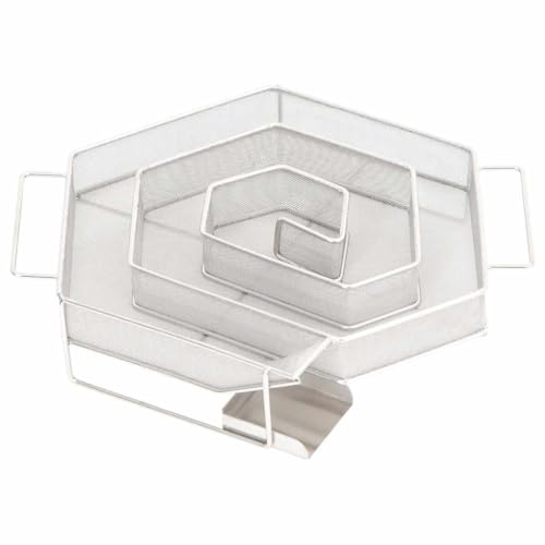 Generador De Humo Frío De Acero Inoxidable, Diseño Hexagonal De Combustión Lenta Hasta 8 Horas, utensilios cocina, Accesorios Cocina, Plata, 22.5x22x4.5 cm