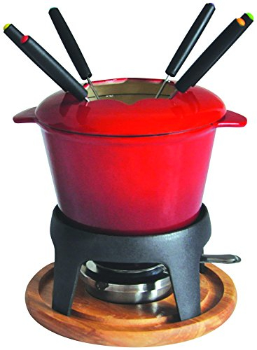 Baumalu Set de Fondue, Hierro Fundido, Rojo, 21 x 21 x 21 cm