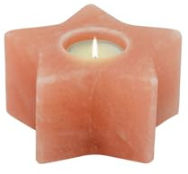 HIMALAYA SALT DREAMS - Salzkristall Teelichthalter STERN aus Punjab / Pakistan, Orange