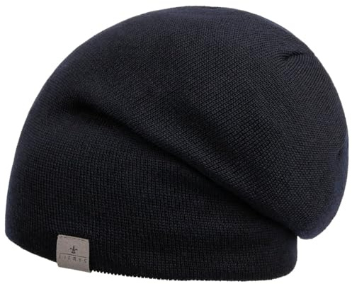 Lierys Fine Merino Lång Beanie by Damer/Herrar/Barn - Made in Germany mössa dam vintermössa Oversize, Oversize Höst Sommar Vår Vinter Sommar-Vinter - One Size blå