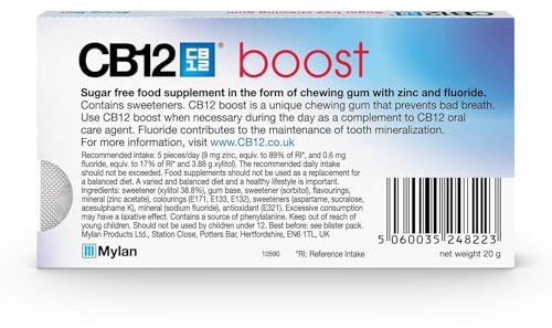 12 x CB12 Boost Zucker Frei Kaugummi Starkes Minze 10 Stücke 20g