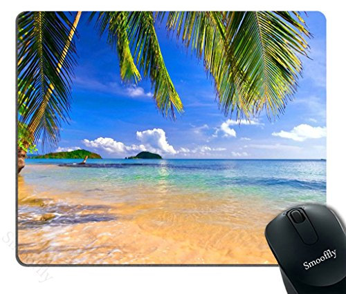 Smooffly Gaming Mouse Pad Shore Palms Tropical Beach Mouse Mat Design Natural Eco Rubber Durable Computer Desk Stationery Accessories Mouse Pads for Gift Support Wired Wireless or Bluetooth Mouse