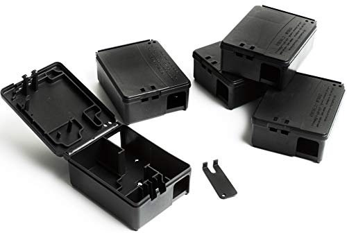 MPC ERADICATE Mouse Control 5 Black Tamper Resistant Bait Box Stations with key - Poison not included - Provides Safety Around Children & Pets when using pasta bait blocks for mice