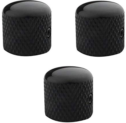 Guyker 3Pcs Guitar Control Knobs with 6mm (0.24) Dia. Shaft Pots with Adjust Wrench - Copper Dome Tuning Potentiometer Knob with Hole Replacement for Electric Guitar or Precision Bass (Black)