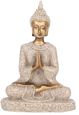 PLLO Home Ornament Buddha Handwerk, Buddha Dekor Buddha Statue, Schnitzstatue, Buddha Figur für Geburtstagsgeschenk für Büro Dekoration für Zuhause für Home Dekoration(A Gold)