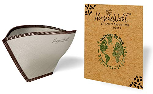 HerzensWahl® Filtre à café réutilisable | Filtre à café permanent en acier inoxydable | Zero Waste Filtre permanent pour café filtre, Pour Over et filtre à main à café