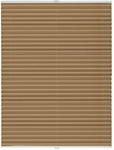 ondeco Thermo-Plissee auf Maß für alle Fenster innen, ohne Bohren, Montage Klemmträger bis 27 mm, Sonnenschutz-Rollo lichtschutz und Blickdicht Cappuccino B: 30-40 cm, H: 151-200 cm