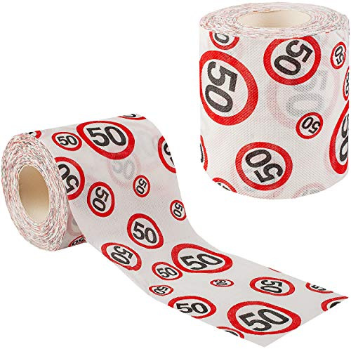 alles-meine.de GmbH Scherzartikel zum Geburtstag Artikel & Motivwahl 10 Rollen Toilettenpapier - 50. Geburtstag/fünfzig Jahre - jeweils 25 m - Verkehrsschilder - WC Klopa..