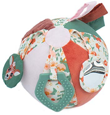 Les Déglingos Rasselball für Babys, Mélimélos la Biche, Erwachenspiel, Kuscheltier für Babys, weicher Stoff, Geschenke für Kinder, ab der Geburt, recycelte Füllung, 1 Stück (1 Stück)