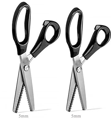 2 gezackte Schere, professionelle Schneiderschere eng und geschlitzt zum Nähen, Wellenschere mit Griff, Mischung, Zickzackschere für Stoff, Strickstoff, Seide, Papier, Handwerk