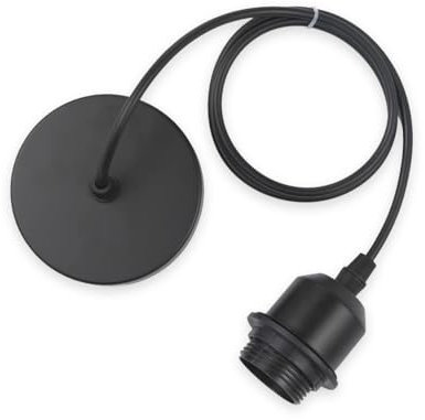 Vecys Lampada a Sospensione E27 Nero con Anello a Vite, Lampade a Sospensione Accessori, E27 Lampada da soffitto Portalampada Con 100CM Cavo per Bar, Caffetteria,Casa, Hotel