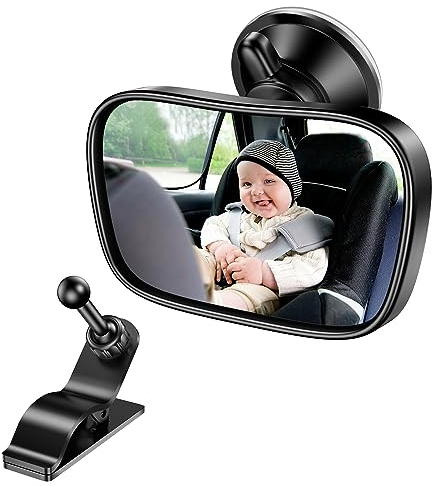 Range Tour Rücksitzspiegel Auto für Baby, 360° Schwenkbar Bruchsicheres Rücksitzspiegel mit Saugnäpfe und Klammer, Car Rückspiegel für Kinderschale Rückwärtssitz für Meisten Auto(8.8 * 5.7cm)