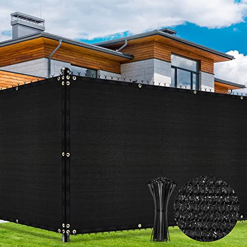 Duerer Sichtschutz Zaun 1.8m x 10m Schwarz Zaunblende Gartenzaun Schattiernetz mit ösen 180g/m² UV-Schutz Windschutz Sonnenschutz Wetterfest Gewebe für Außenbereich Terrasse Outdoor mit Kabelbinder