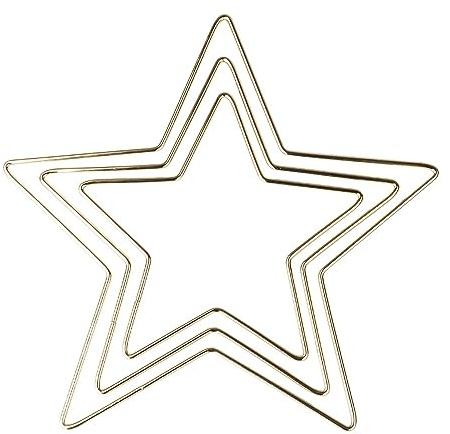 Ideen mit Herz Metallringe in Sternform | Metallsterne | 3 mm stark | 3 Stück | Verschiedene Größen: Ø 14 cm, 18 cm, 22 cm | ideal zum Deko-Anhänger-Basteln, Fensterdeko, Deko-Sterne (hellgold)