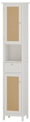 Vicco Badschrank Rosario, Weiß, 32 x 170 cm | mit 2 Türen und Schublade, zur Aufbewahrung von Badutensilien und Handtüchern