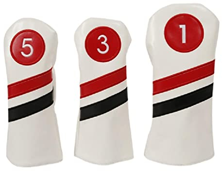 JOEBO 3-teiliges Driver-/Fairway-Holz-/Hybrid-Schlägerkopf-Abdeckungs-Set, tragbares Golf-Zubehör for Damen und Herren, Golf-Schlägerkopf-Abdeckungen for Hölzer, Driver/1363 (Color : White)