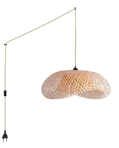 B·LED BARCELONA LED - Lampara colgante de mimbre Vimet Lite con interruptor y enchufe