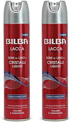 Bilba Lacca Extraforte con Semi di Lino e Cristalli Liquidi, Formula Professionale a Tenuta Extra Forte, Dona Volume e Luminosità, Protegge i Capelli dall'Umidità, 250 ml (Confezione da 2)