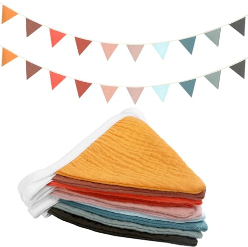 Oudain 2 Pcs Pennant Banner Flags Nursery Garland Triangle Bunting Flags Playroom Wall Decor Banner for Nursery Baby Shower Birthday Boho Wedding Party Event, Each 7.75 ft(Mixed Color)